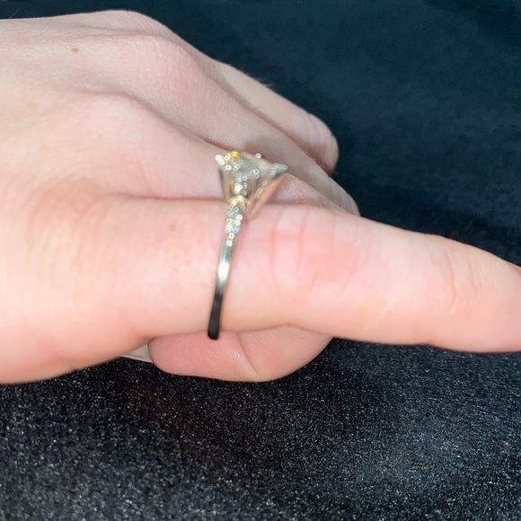 14k White Gold Diamond Pear Engagement Ring - Picture 3 of 7